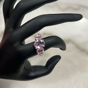 Pink and Silver Cocktail Ring with Gemstone